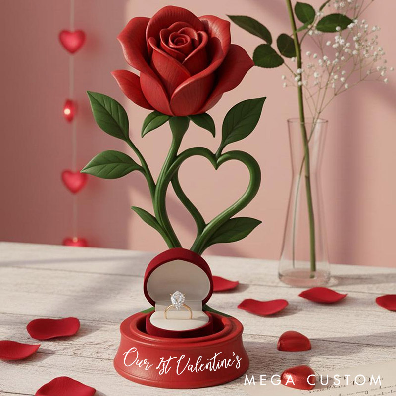 Personalized Romantic Rose Candle Holder Eternal Rose Gift Couple Valentines 3D Rose Candle Ring Holder Gift