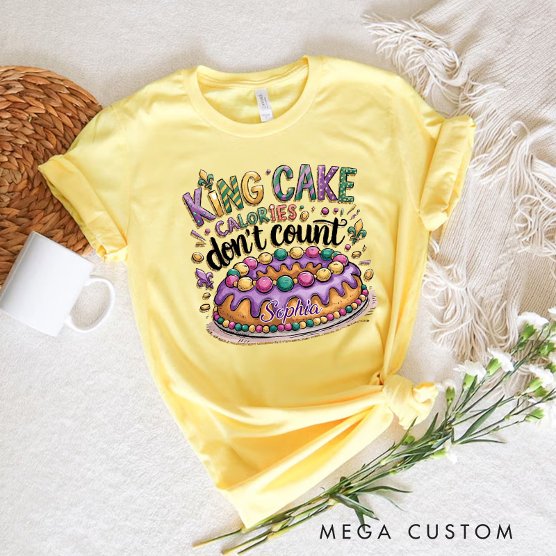 Personalized Don't Count Calories Classic T-shirts Mardi Gras Food Tshirt with Name Louisiana Shirt for King Cake Lover Baker Baking Lover
