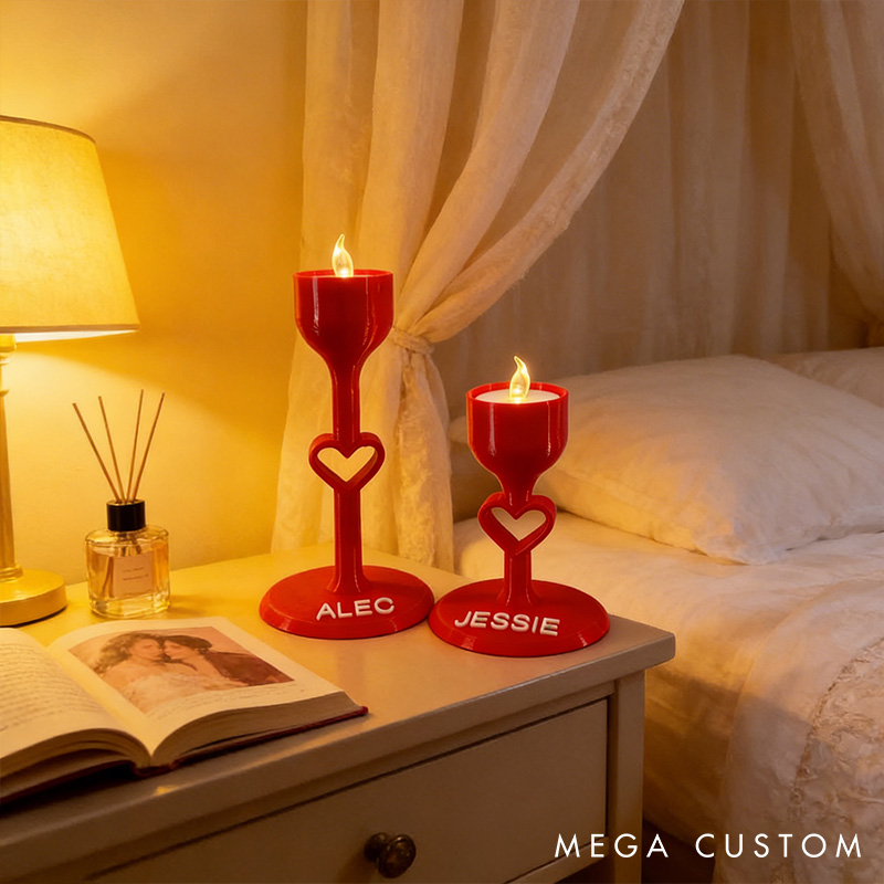 Personalized Valentine Candle Holder Custom 3D Printed Candle Holder for Couple Anniversary Wedding Gift