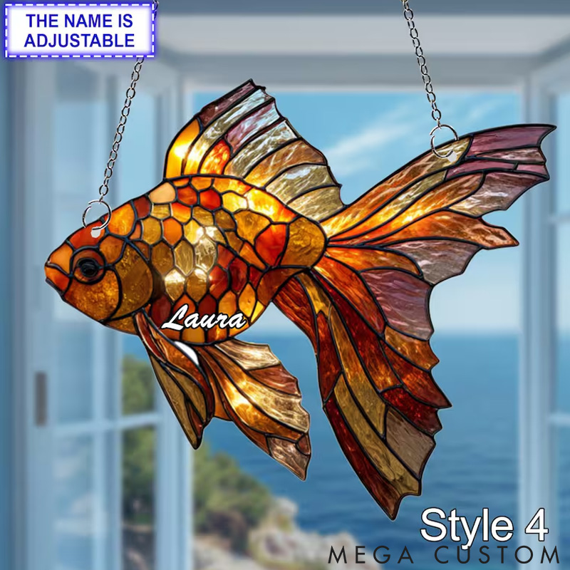 Personalized Pet Lover Custom Goldfish Window Hanging Sun Catcher Pet Fish Memorial Gift for Fish Lover Sun Catcher