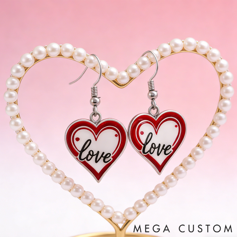 Personalized Sweetheart Love Earrings Custom Name Romantic Gift for Her