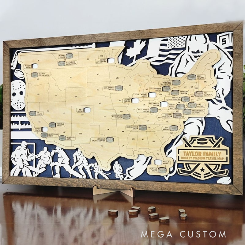 Personalized Hockey Stadium Series Sports Travel Map