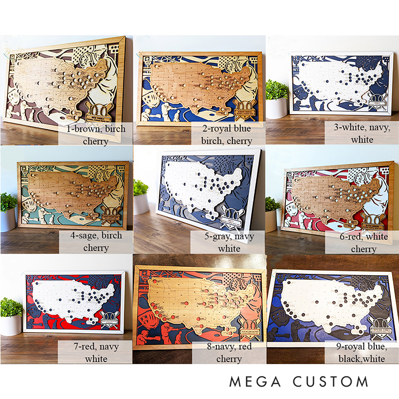 Personalized Baseball Park Tour Map