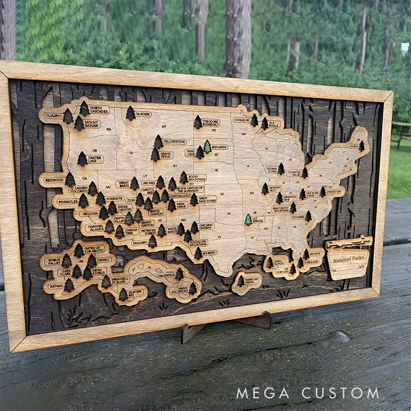 Personalized National Park Tour Map Sign