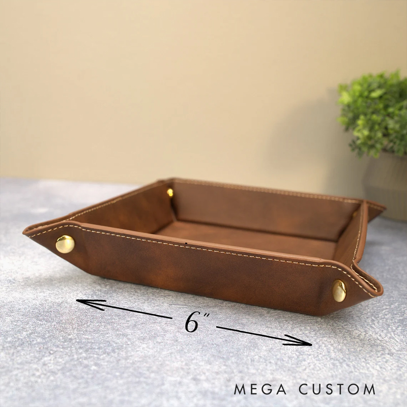 Personalized Engraved Men's Leather Valet Tray Desk Organizer Gift For Husband Boyfriend Father Valentine's Day Gift Anniversary Gift