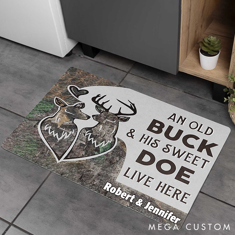 Personalized Deer Couple Doormat An Old Buck and His Sweet Doe Doormat Valentine Gift for Couple Anniversary Gift Door Mat