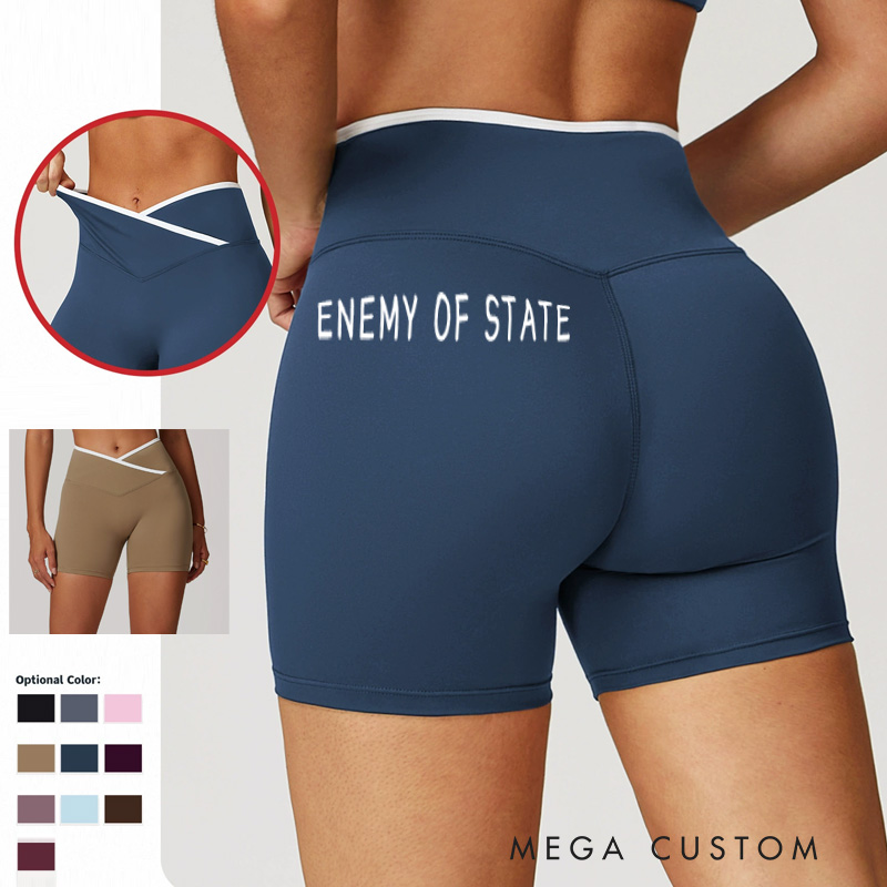 Personalized Enemy Of The State Booty Shorts Funny Gym Athletic Shorts for Gym Lover