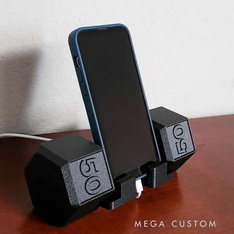 Personalized Stay Fit Focused Dumbbell Phone Stand for Desk Perfect Gift for Personal Trainer or Fitness Enthusiast Gym Lovers