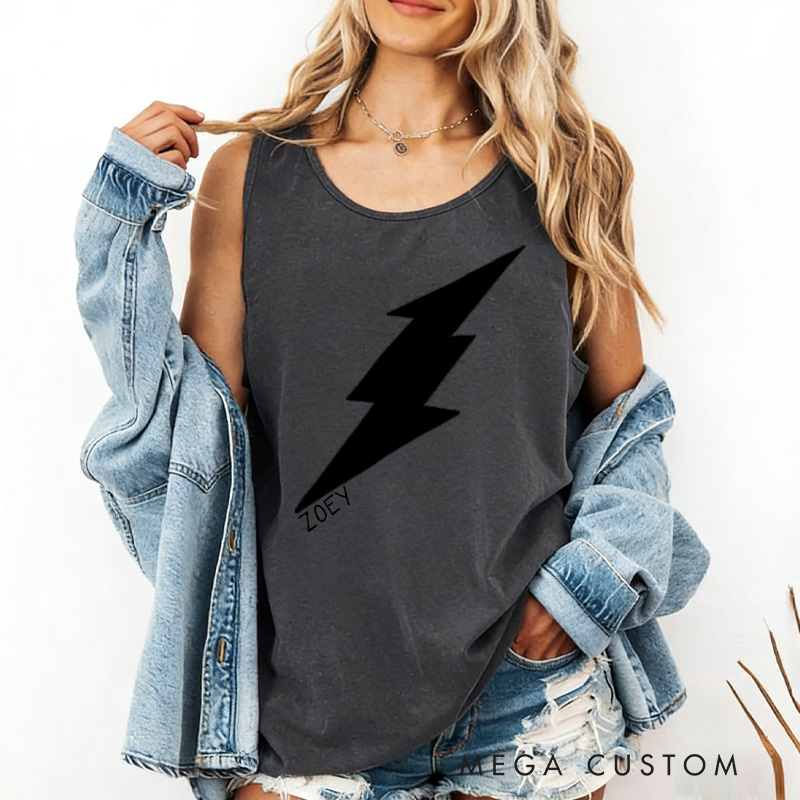 Personalized Gym Tank Tops Lightning Bolt Crop Top for Weightlifting or Fitness Motivation Gym Lover