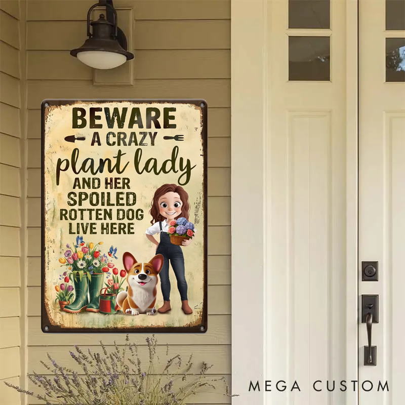 Personalized Dog Lover Custom Home Decor Metal Sign Personalized Garden Gifts for Gardeners Dog Lovers Dog Mom Home of Plant Lovers