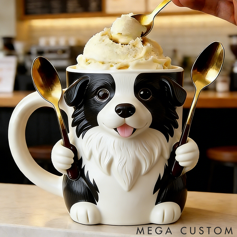 Personalized Dog Lover Border Collie Ice Cream Pint Holder 3D Printed with Spoon Slots & Snack Drawer for Pet Pet Lover for Dog Lover