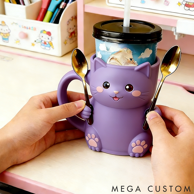 Personalized Cat Lover Cat Ice Cream Pint Holder 3D Printed with Spoon Slots & Snack Drawer for Pet Pet Lover for Cat Lover