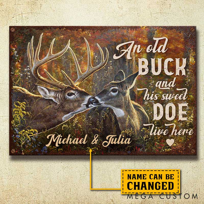 Personalized Rustic Deer Couple Wall Sign An Old Buck & His Sweet Doe Metal SIgn Couple Home Decor Gift Anniversary Gift