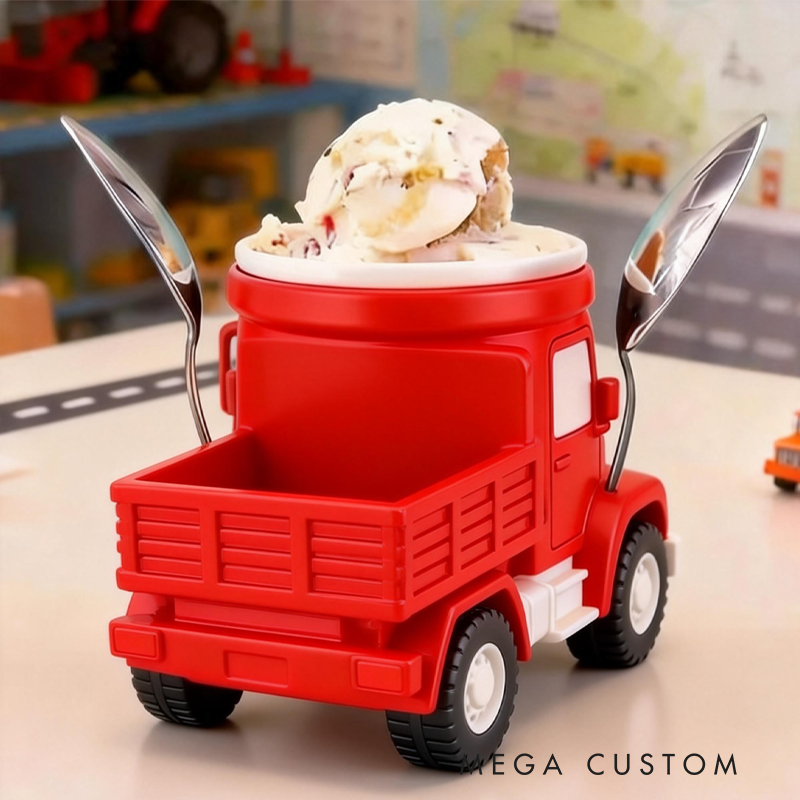 Colorful and Cool Trucks Ice Cream Pint Holder 3D Printed Cozy with Spoon Slot 