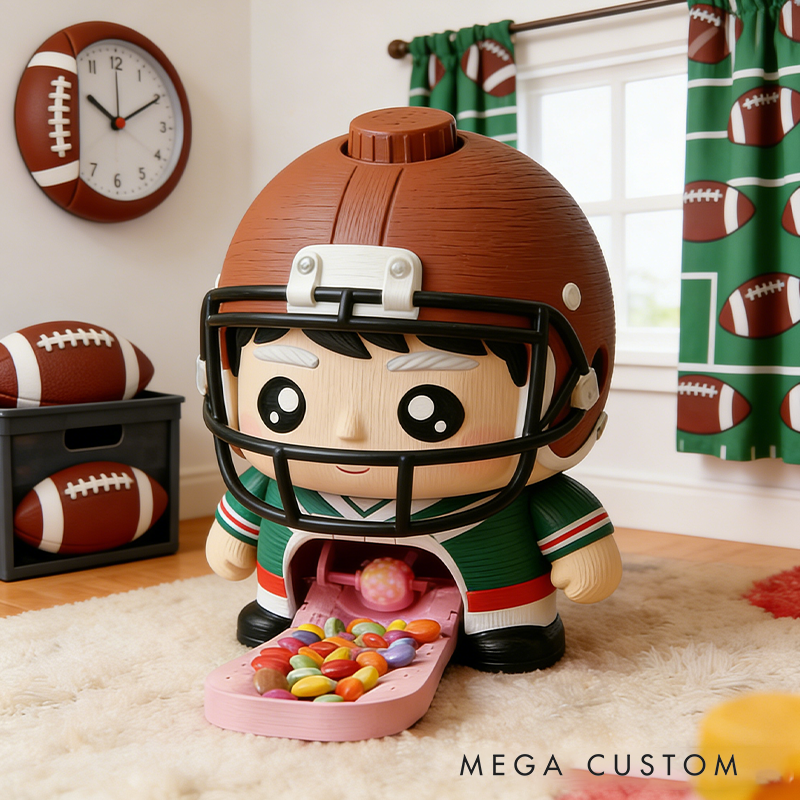 Football Player Candy Dispenser – Interactive Sports-Themed Snack Holder for Kids & Game Days