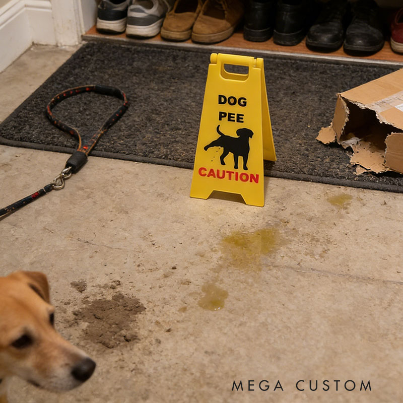 Personalized Mini Dog Pee Wet Floor Sign Gag Gift 3D Printed 5 inch or 7 inch Tall