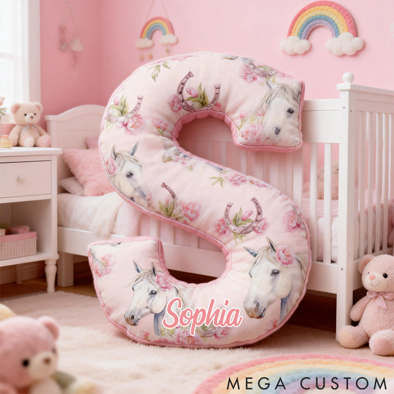 Personalized Pet Lover Funny White Watercolor Horse with Peonies Graphic 3D Print Pillow