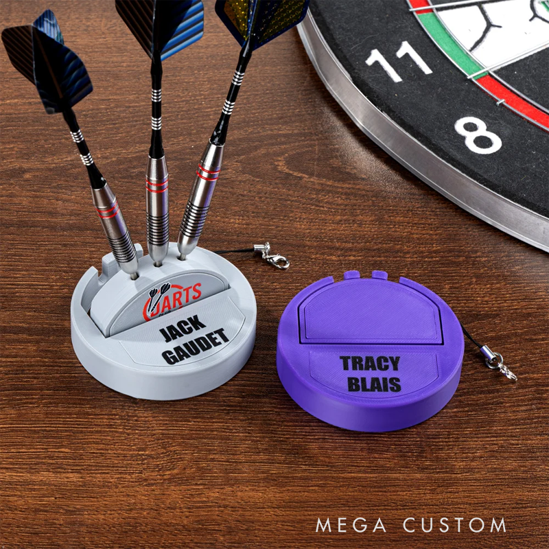 Personalized 3D Printed Logo Portable Pocket Dart Holder with Text and Base for Holding 3 Darts Desk Decor Birthday Gift for Dart Lover