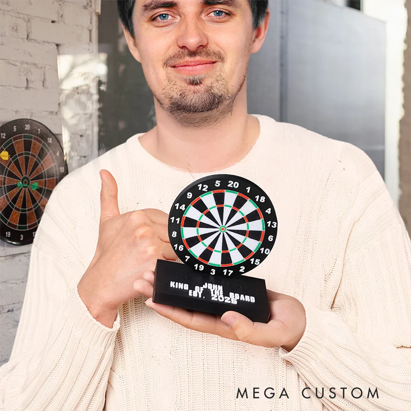 Personalized 3D Printed Dartboard Pattern Dart Holder with Text and Base for Holding 3 Darts Desk Decor Birthday Gift for Dart Lovers