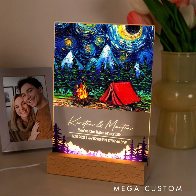 [Copy]Personalized Romantic Camping LED Night Light Outdoor Adventure Lover Night Light Valentine's Day Gift for Couple