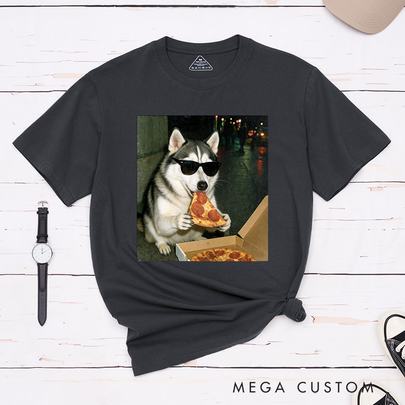 Personalized Pet Lover Funny Pet Eating Pizza Shirt Pet Meme Graphic Tee T-Shirt