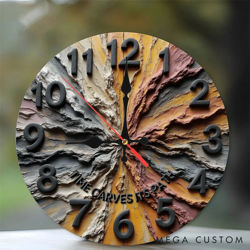 Personalized Man Woman Time Carves Its Path Wall Clock Custom Resembling Geological Layer 3D Effect Clock Anniversary Valentine's Day Gift for Him Her