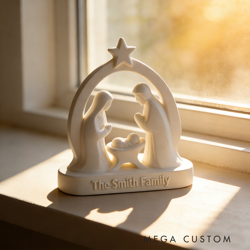Personalized Nativity Scene Holy Family 3D Printed Christmas Decor with Custom Family Name Home Decor Religious Gift for Christians