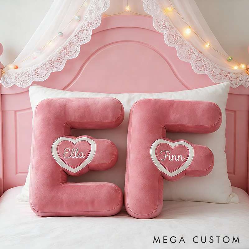 Personalized Heart Letter Pillow with Name Custom Throw Pillow for Her 