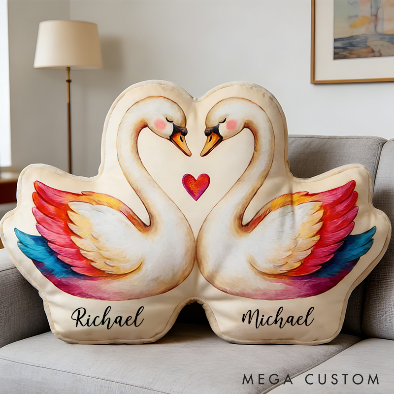 Personalized Couple Goose Pillow with Name Custom Throw Pillow for Her Valentine's Day Gift for Her Him