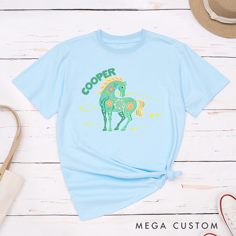 Personalized Pet Lover Multicolor Floral Horse Gift Horse Lover Gift Pet Lover Graphic Unisex T-Shirt