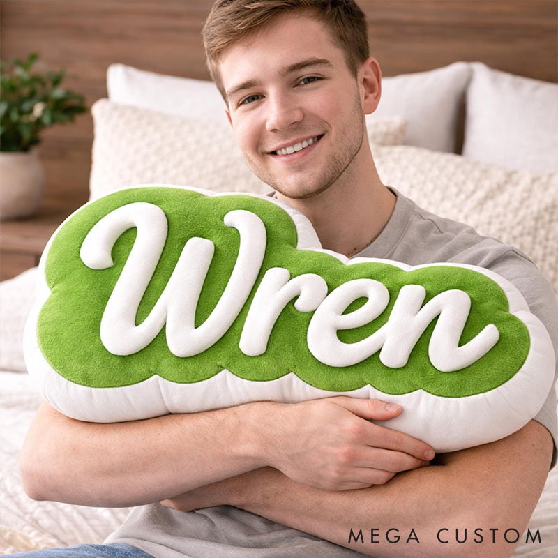 Personalized Cloud Name Pillow Custom Valentines Gift for Wife Girlfriend Stylish Cozy Decor 3D Effect 2D Flat Pillow