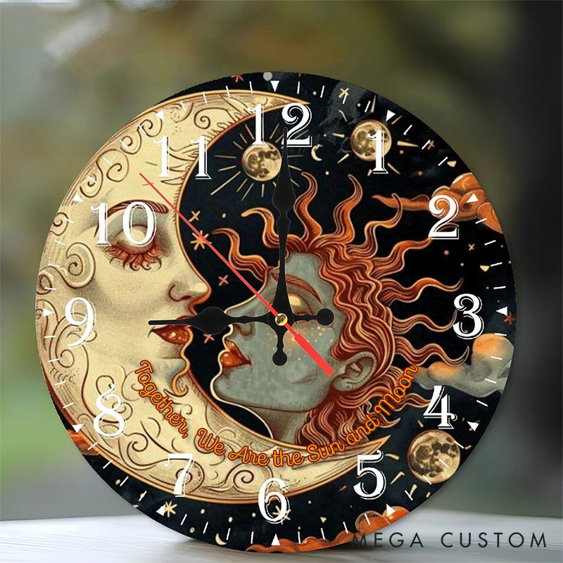 Personalized Couple Together We Are the Sun and Moon Wall Clock Custom Cosmic Sun and Moon Wall Clock Anniversary Valentines Day Gift for Him Her