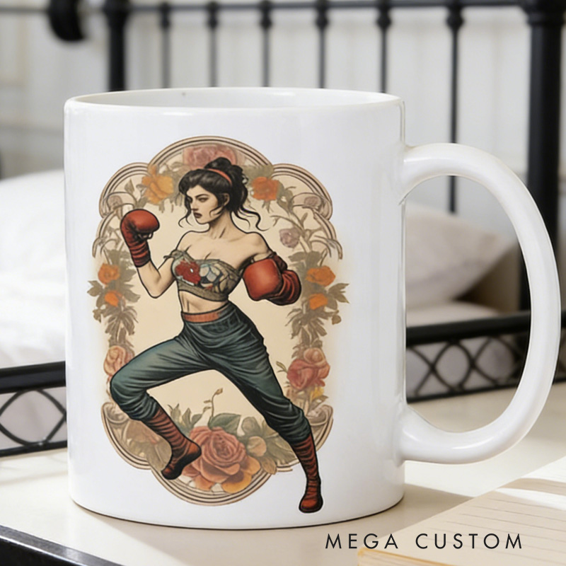 Personalized Couple Mug Fitness Gift Victorian Kickboxing Coffee Mug Vintage Gift Fitness Cup for Gym Lover
