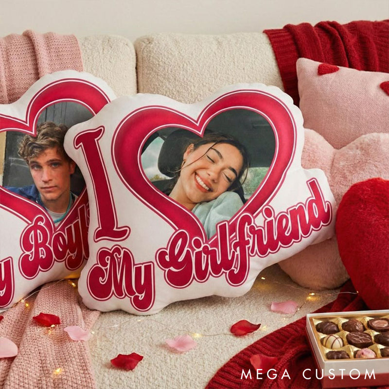 Personalized  I Love My Boyfriend Girlfriend Photo Pillow Custom Couple Valentine's Gift for Him Her Photo Pillow for Couple