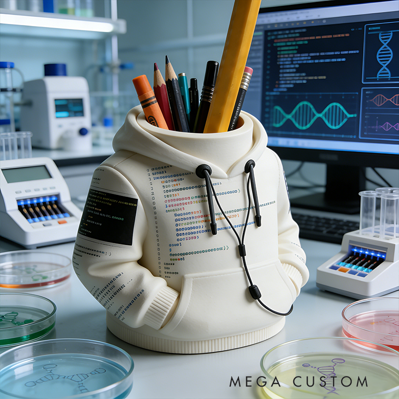 Hoodie-Style 3D Printed Pen Holder - Tech-Inspired Desk Organizer for Stationery
