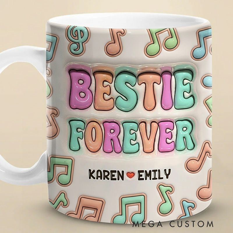 Personalized Mugs for Besties and Sisters Customizable Icons and Names Perfect Gift for Closest Friends Besties Sisters Music Lovers for Birthday Holiday