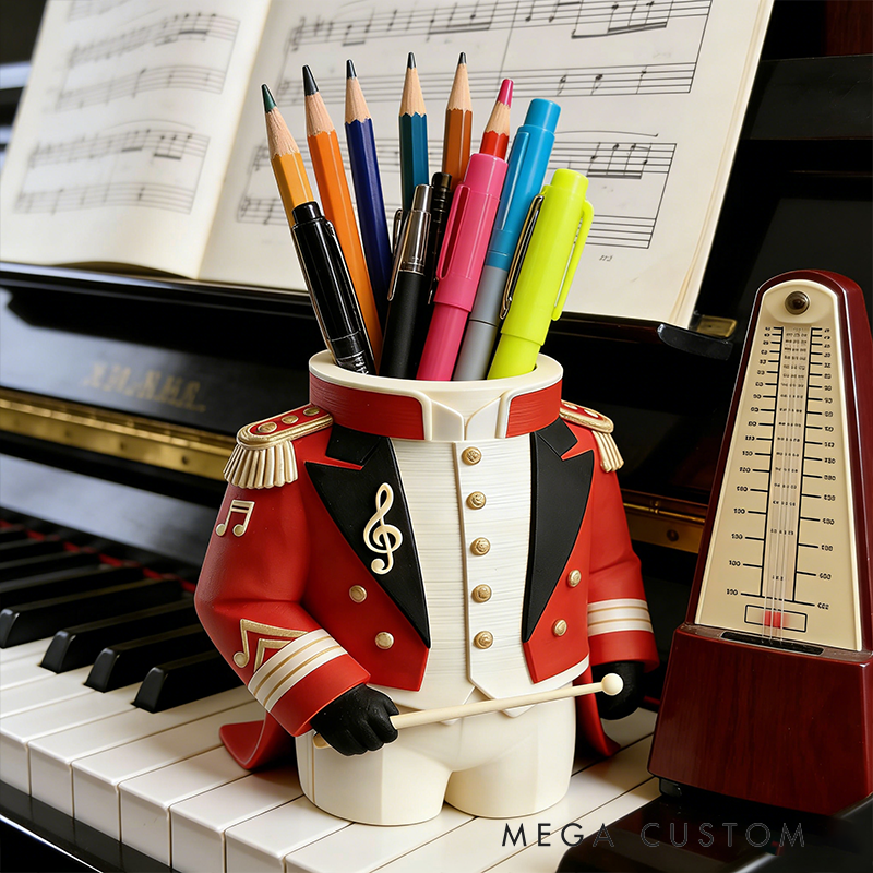 Marching Band Uniform 3D Printed Pen Holder - Music-Themed Desk Organizer