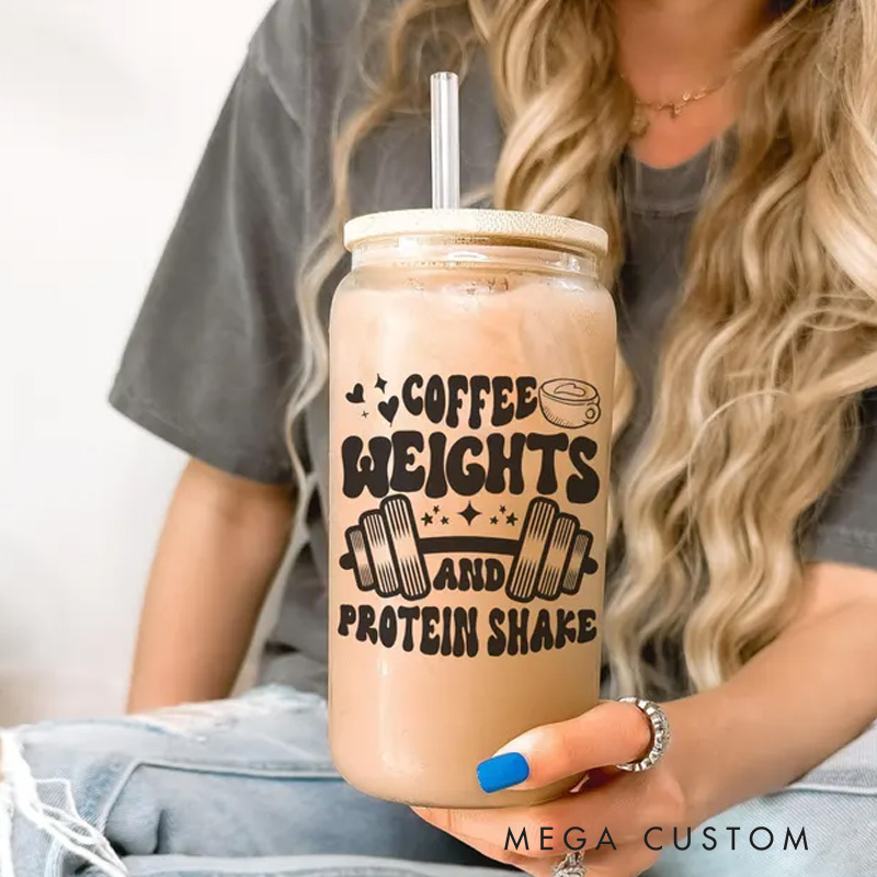 Personalized Gym Water Glasses Gym Lover Cup Beer Can Glass with lid straw Workout Iced Coffee Gift for Gym Girl