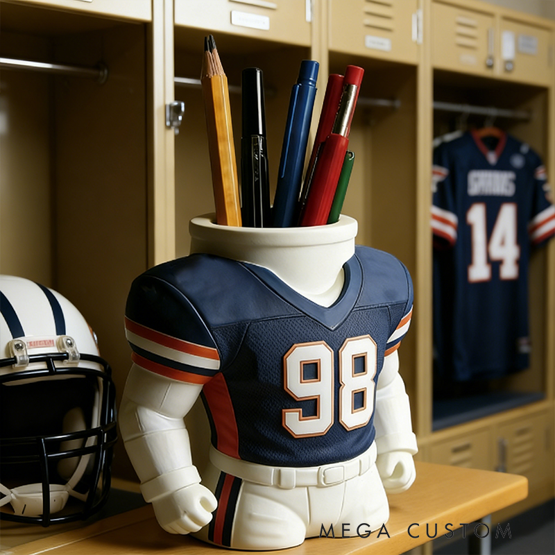 Football Jersey 3D Printed Pen Holder - Sports-Themed Desk Organizer for Stationery & Fan Decor