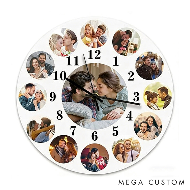 Personalized Couple Photo Portrait Wall Clock Custom Newlyweds Wall Clock with Couple Own Picture Valentines Day Gift for Him Her Anniversary Gift
