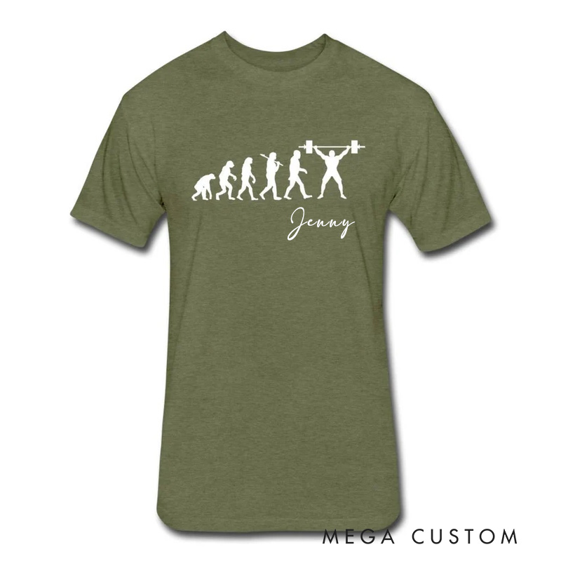 Personalized Evolution of Weightlifting Couple Classic T-Shirt with Name Weightlifting Gift Bodybuilding Powerlifting for Gym Lover