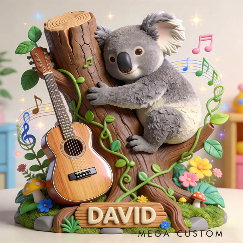Personalized Koala Guitar Music Theme Ornament Desktop Figurine for Music Lovers Acrylic Plaque Gift for Kids Music Studio