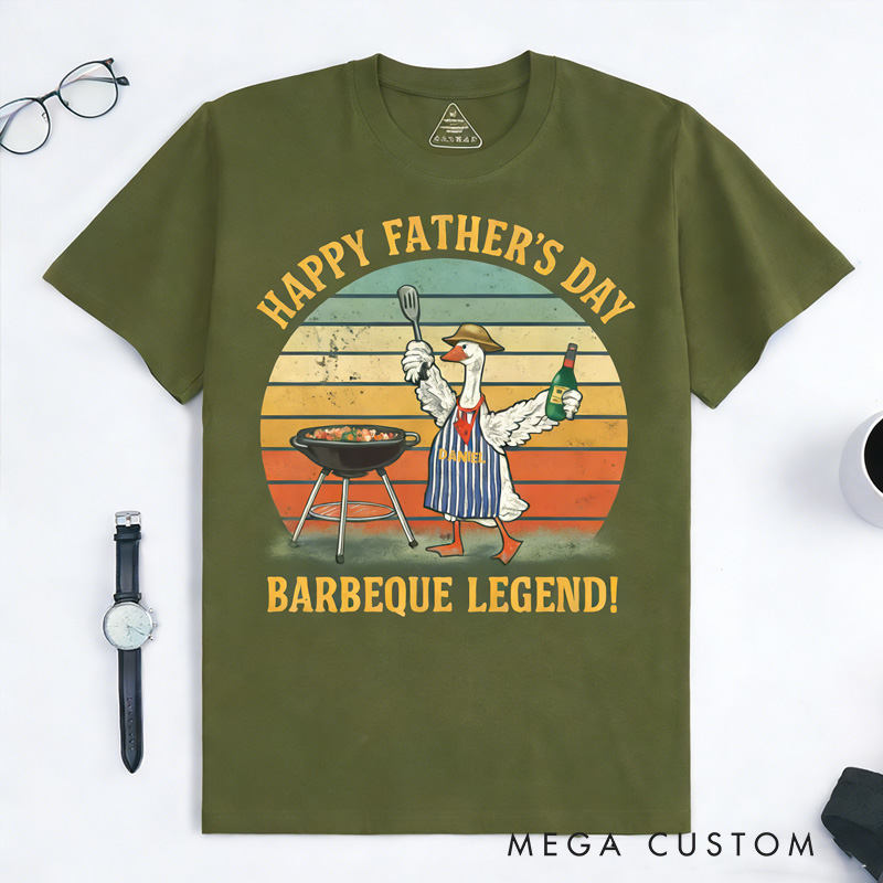 Personalized Barbeque Legend Goose Classic T-Shirts Baking Goose Tee with Name Father's Day Gift