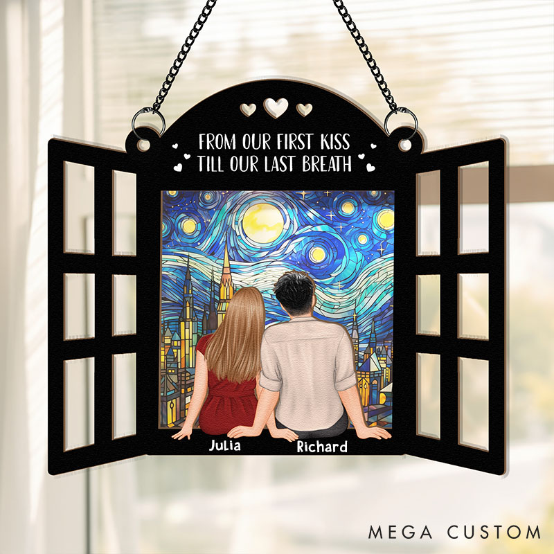 Personalized Window Hanging Suncatcher Ornament Custom Together Since Couples Window Frame Hanging Decor Valentine's Anniversary Gift