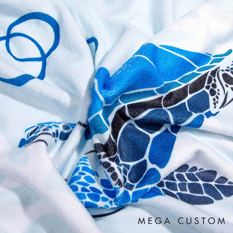 Personalized Pet Lover Underwater World Oversized Quick Dry Turtle Beach Towel with Name Summer Travel Essential Beach Towel