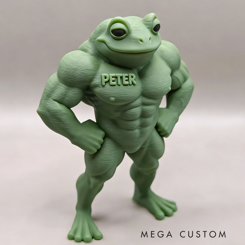 Personalized 3D Printed Hench Frog Muscular Gym Gift Desk Mascot Weightlifter Strength Trainer Desk Decor Gift for Friends Gym Rat Gym Lovers