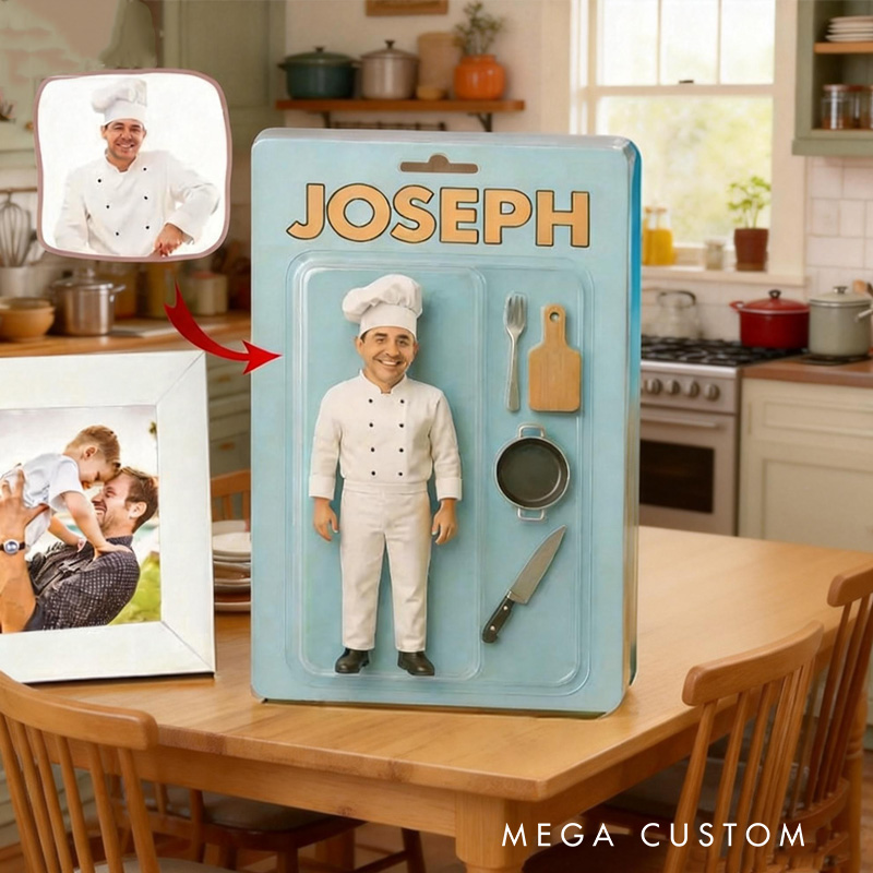 Personalized Photo Chef Action Figure Acrylic Block Plaque with Name Gift for Chef Baking Lovers Baker