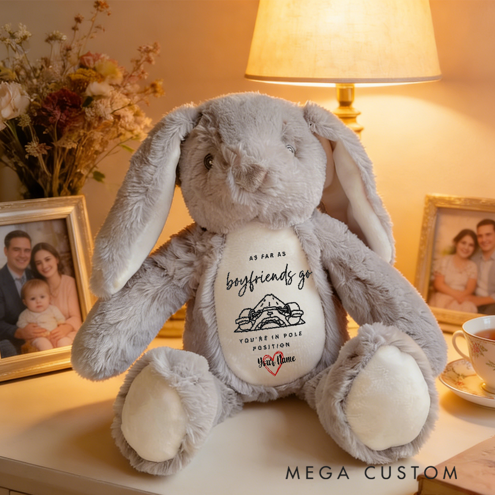 Personalized Racing Bunny Plush You're in Pole Position Custom Gift for Boyfriends