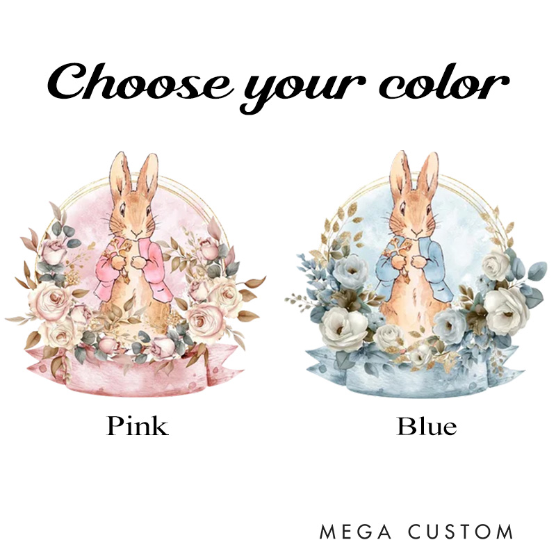 Personalize Cute Rabbit Cross Rug with Custom Name Room Decor Religious Rug Christian Gift Easter Gift for Kids