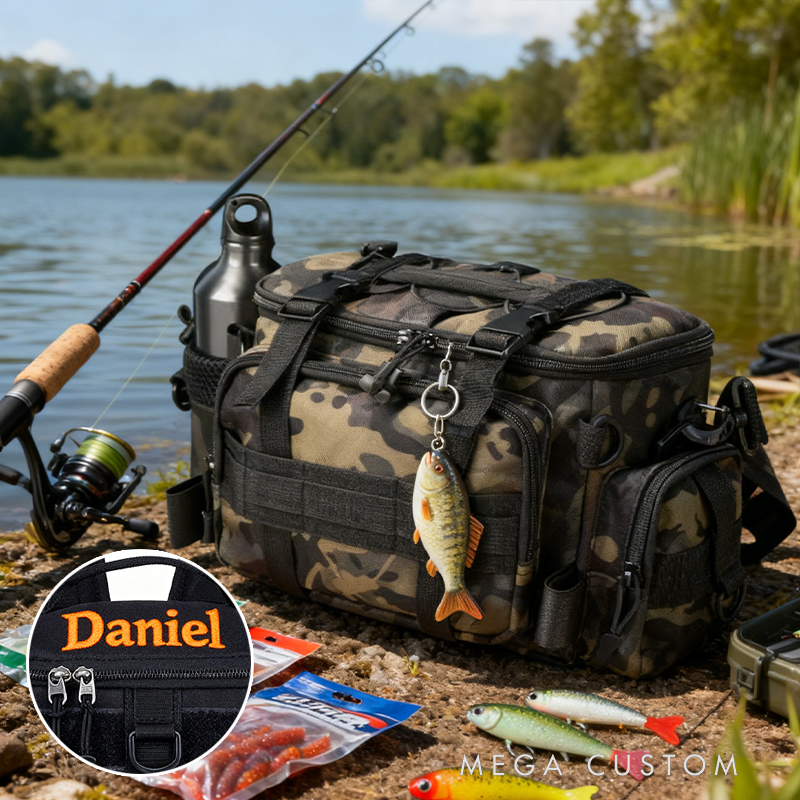 Personalized Camouflage Fishing Tackle Bag - Multi-Functional Gear Organizer with Lure & Tool Storage